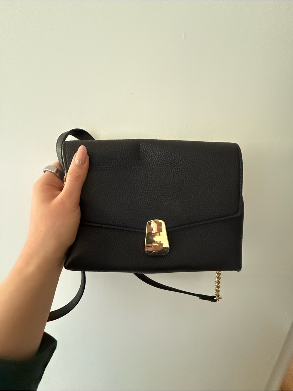 Mango Black Crossbody Bag with Gold Hardware